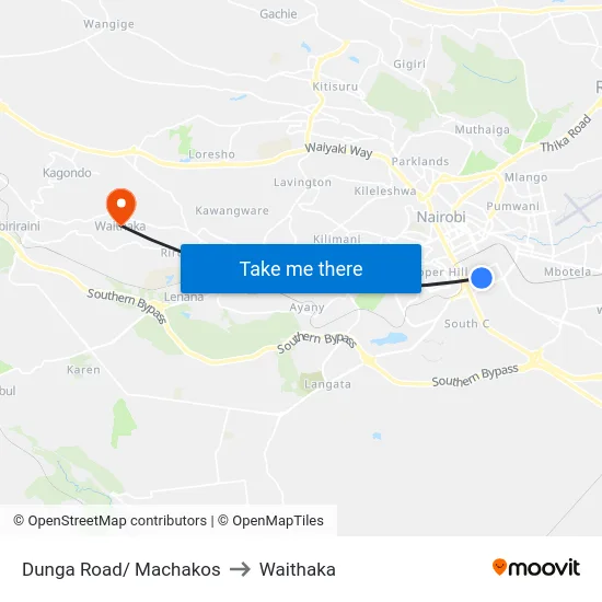 Dunga Road/ Machakos to Waithaka map