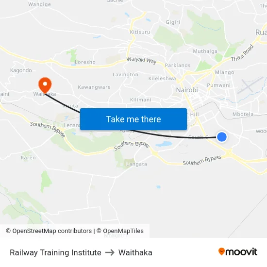 Railway Training Institute to Waithaka map