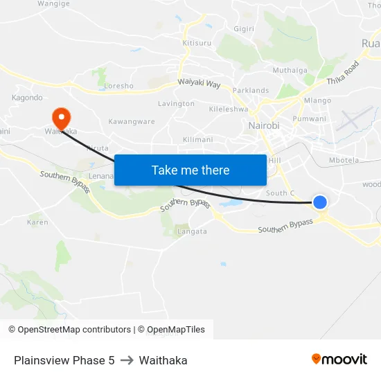Plainsview Phase 5 to Waithaka map