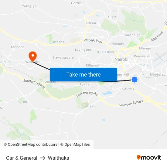 Car & General to Waithaka map