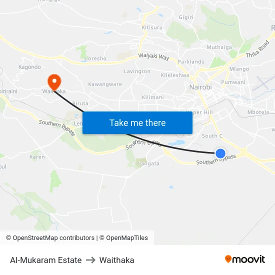 Al-Mukaram Estate to Waithaka map