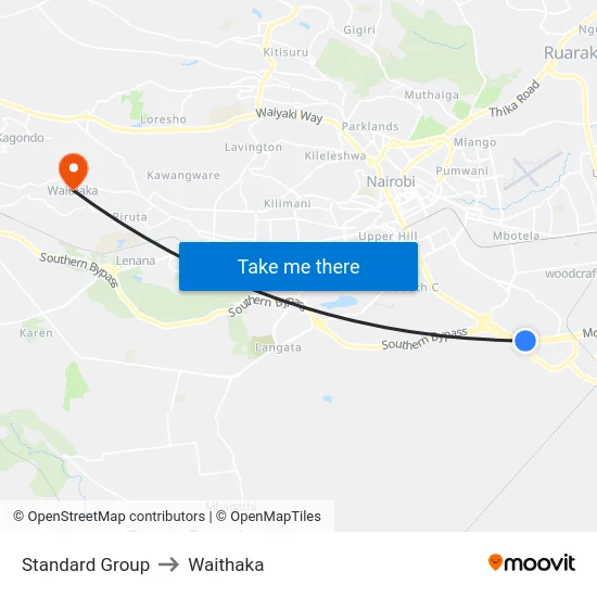 Standard Group to Waithaka map
