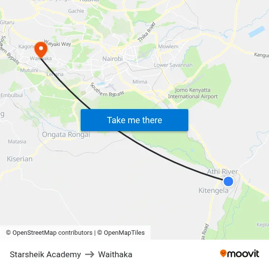 Starsheik Academy to Waithaka map