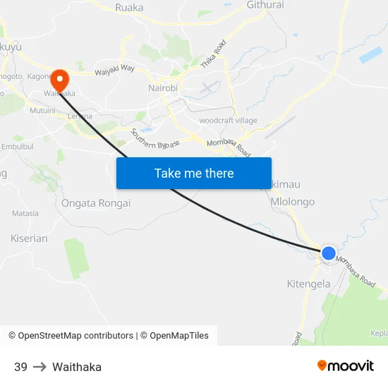 39 to Waithaka map