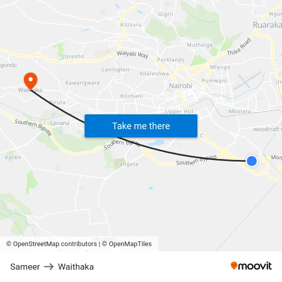 Sameer to Waithaka map