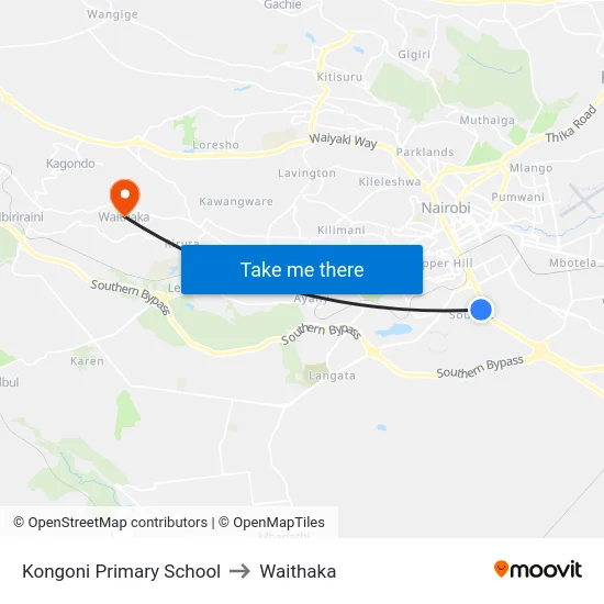 Kongoni Primary School to Waithaka map