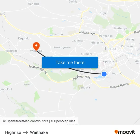 Highrise to Waithaka map
