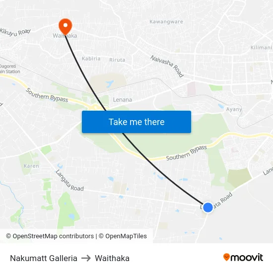 Nakumatt Galleria to Waithaka map