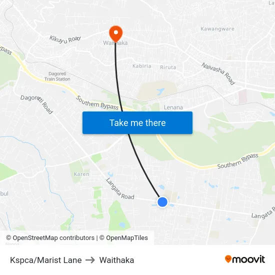 Kspca/Marist Lane to Waithaka map