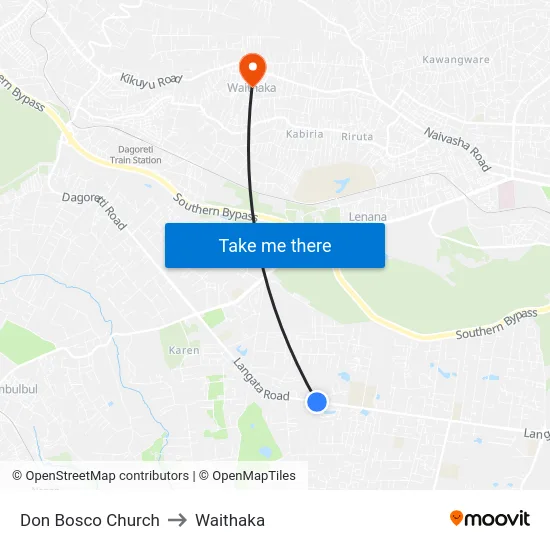 Don Bosco Church to Waithaka map