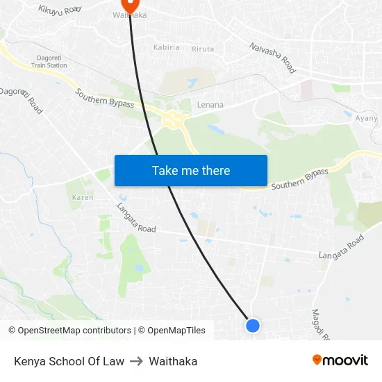 Kenya School Of Law to Waithaka map