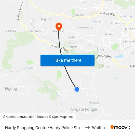 Hardy Shopping Centre/Hardy Police Station to Waithaka map