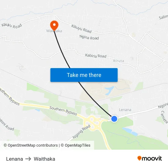 Lenana to Waithaka map