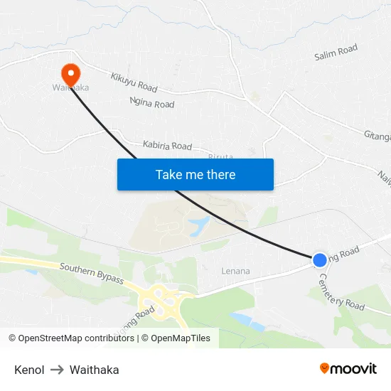 Kenol to Waithaka map