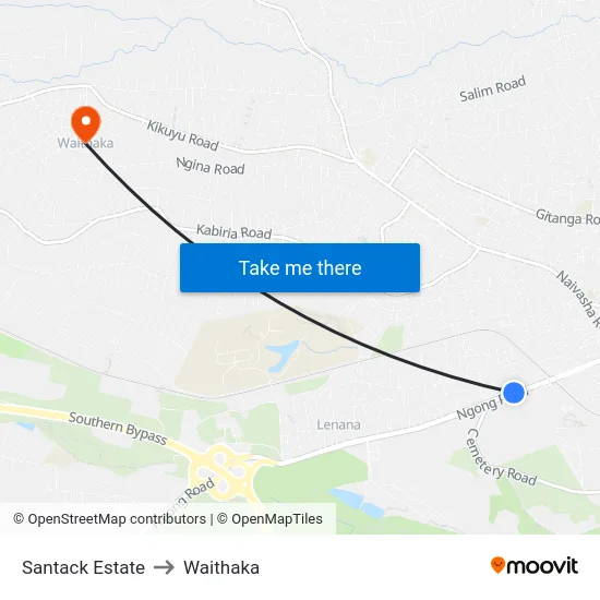 Santack Estate to Waithaka map