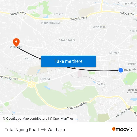 Total Ngong Road to Waithaka map
