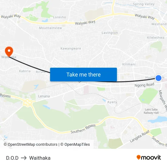 D.O.D to Waithaka map
