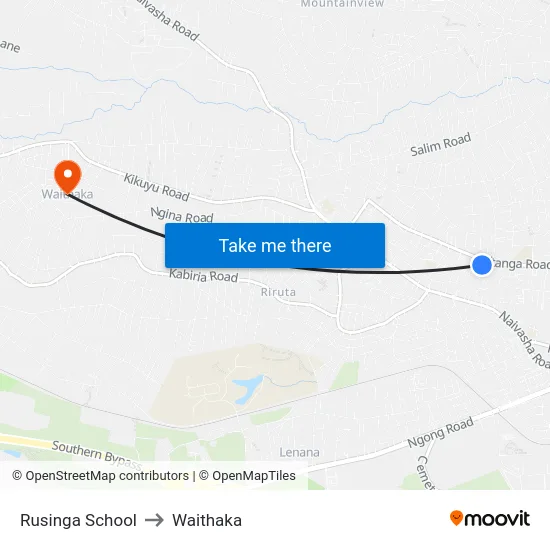 Rusinga School to Waithaka map