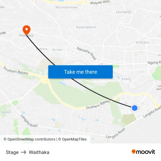 Stage to Waithaka map
