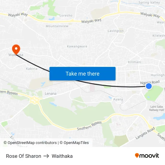 Rose Of Sharon to Waithaka map