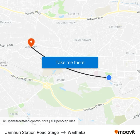 Jamhuri Station Road Stage to Waithaka map