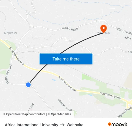 Africa International University to Waithaka map