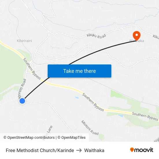 Free Methodist Church/Karinde to Waithaka map