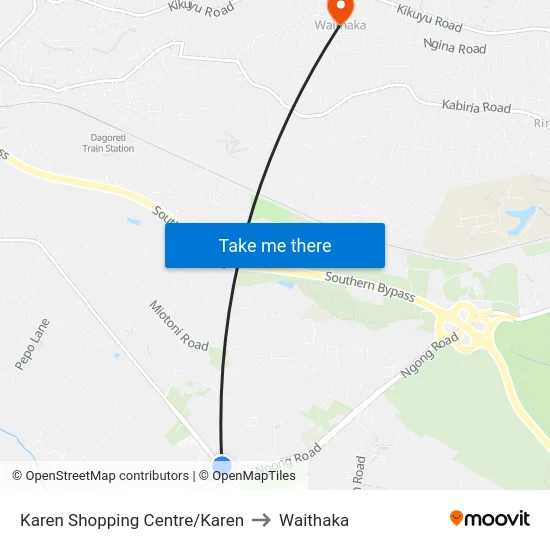 Karen Shopping Centre/Karen to Waithaka map
