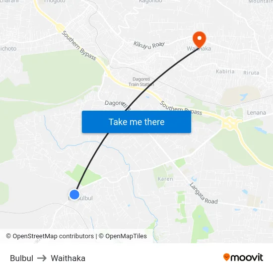 Bulbul to Waithaka map
