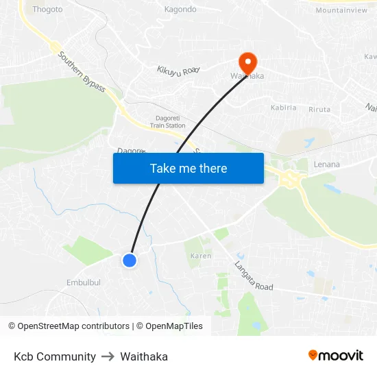 Kcb Community to Waithaka map