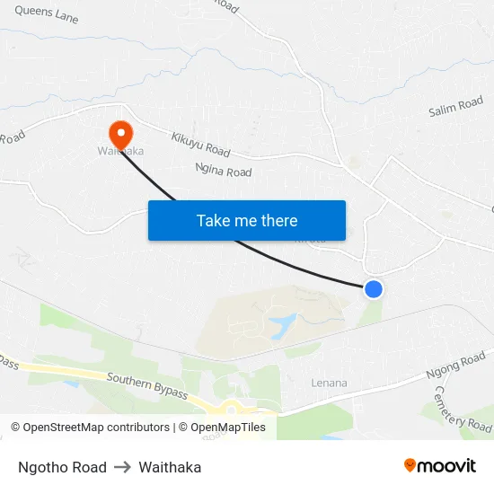 Ngotho Road to Waithaka map