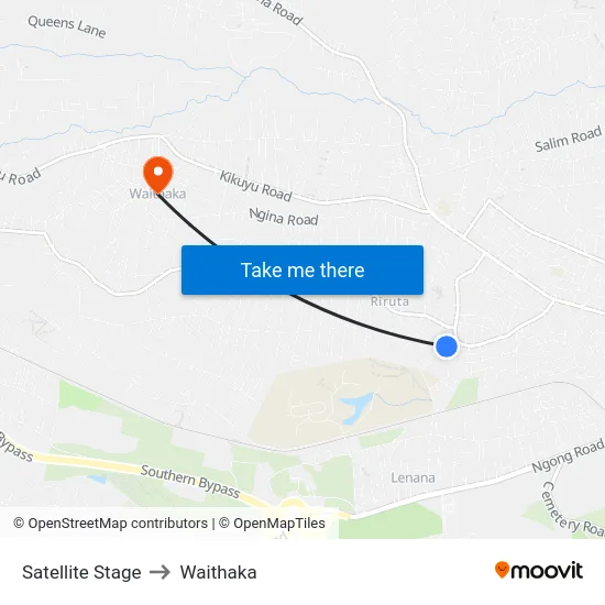 Satellite Stage to Waithaka map