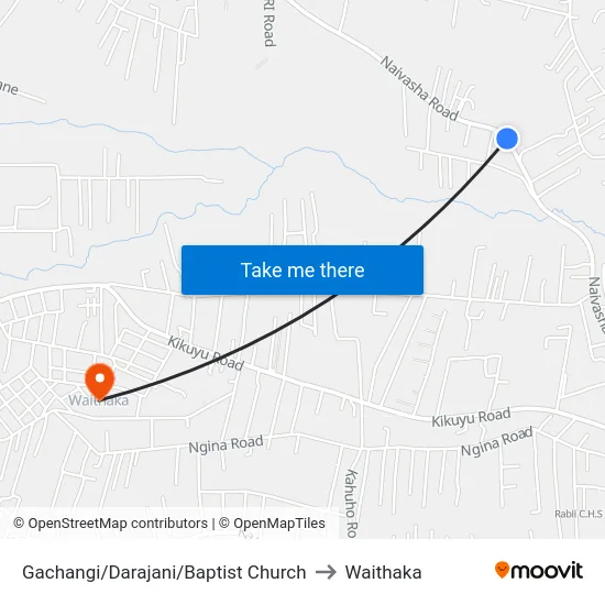 Gachangi/Darajani/Baptist Church to Waithaka map