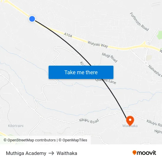 Muthiga Academy to Waithaka map