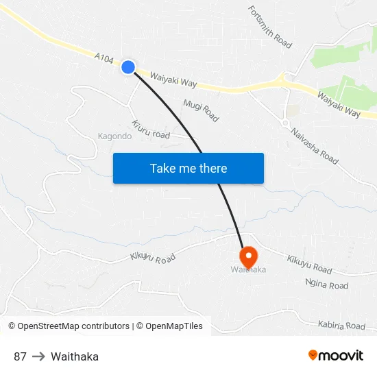 87 to Waithaka map