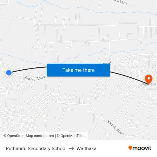 Ruthimitu Secondary School to Waithaka map