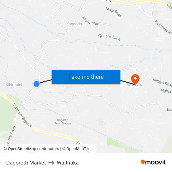 Dagoretti Market to Waithaka map