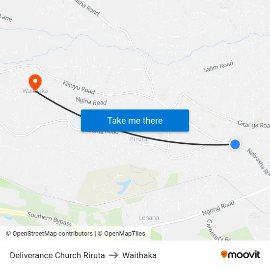 Deliverance Church Riruta to Waithaka map