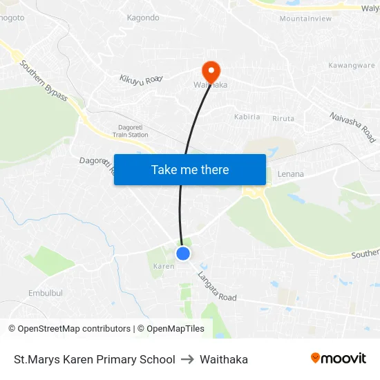 St.Marys Karen Primary School to Waithaka map