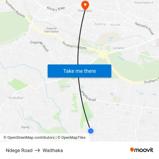 Ndege Road to Waithaka map