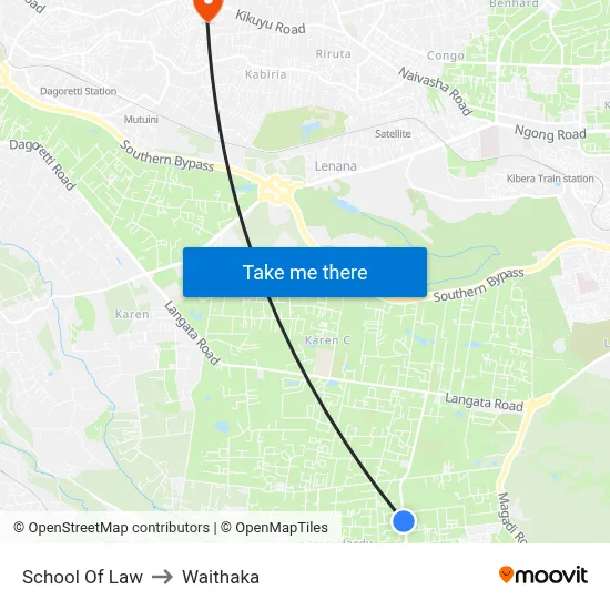 School Of Law to Waithaka map