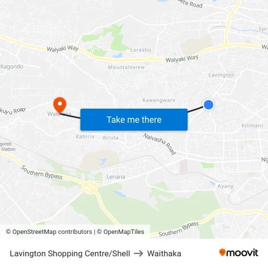 Lavington Shopping Centre/Shell to Waithaka map