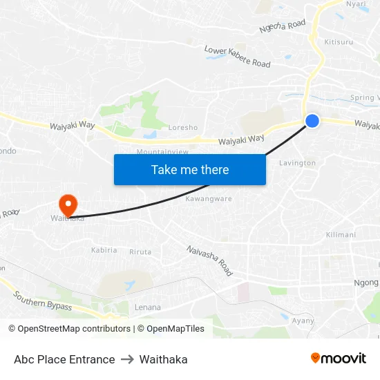 Abc Place Entrance to Waithaka map