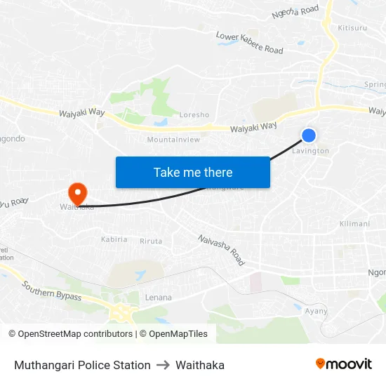 Muthangari Police Station to Waithaka map