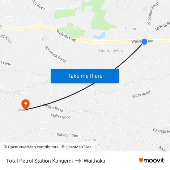 Total Petrol Station Kangemi to Waithaka map