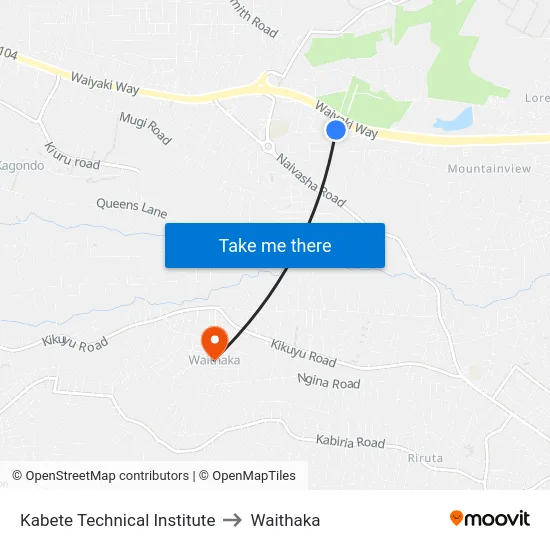 Kabete Technical Institute to Waithaka map