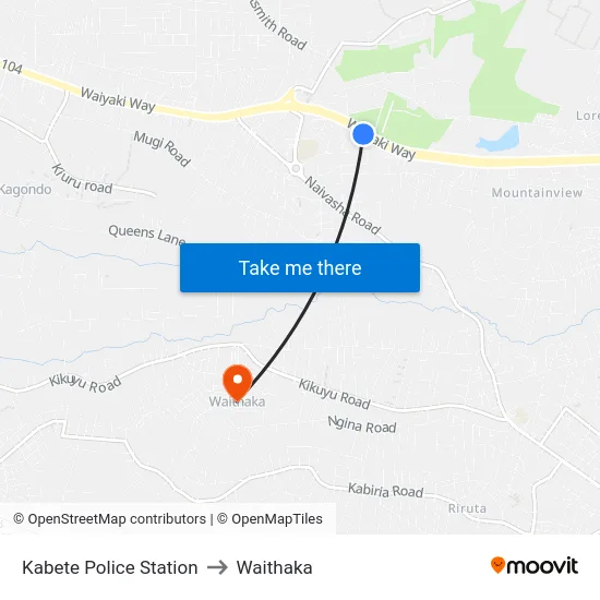 Kabete Police Station to Waithaka map
