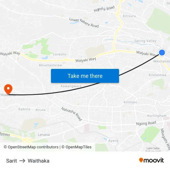 Sarit to Waithaka map