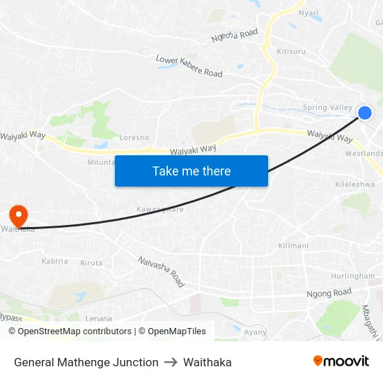 General Mathenge Junction to Waithaka map