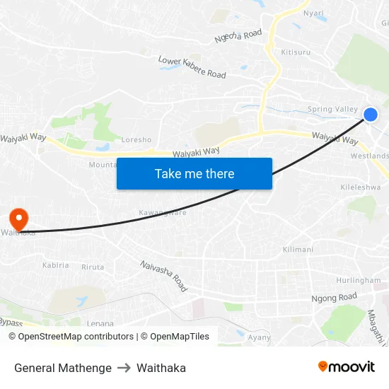 General Mathenge to Waithaka map